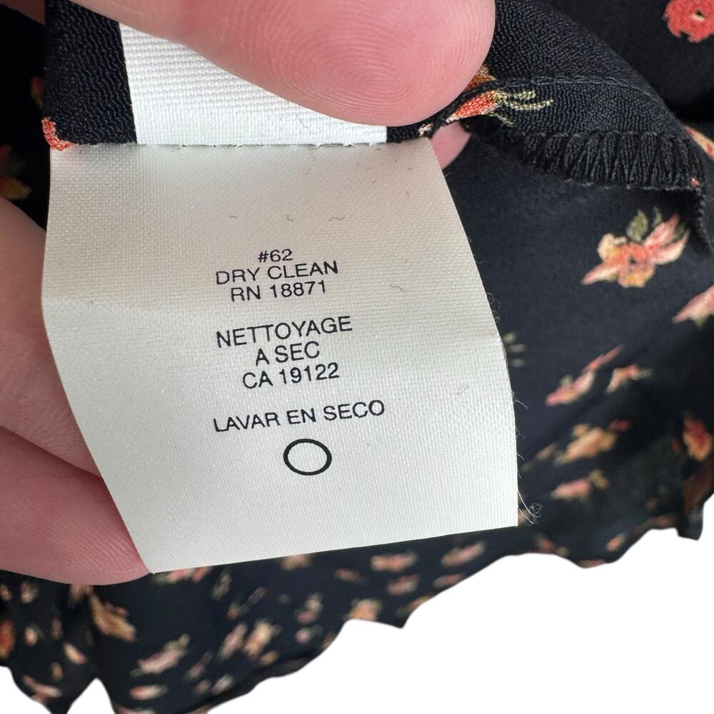 JH Collectibles NWT Vtg Union Made in USA Black Floral Short Sleeve Blouse Sz 12 - Picture 8 of 9